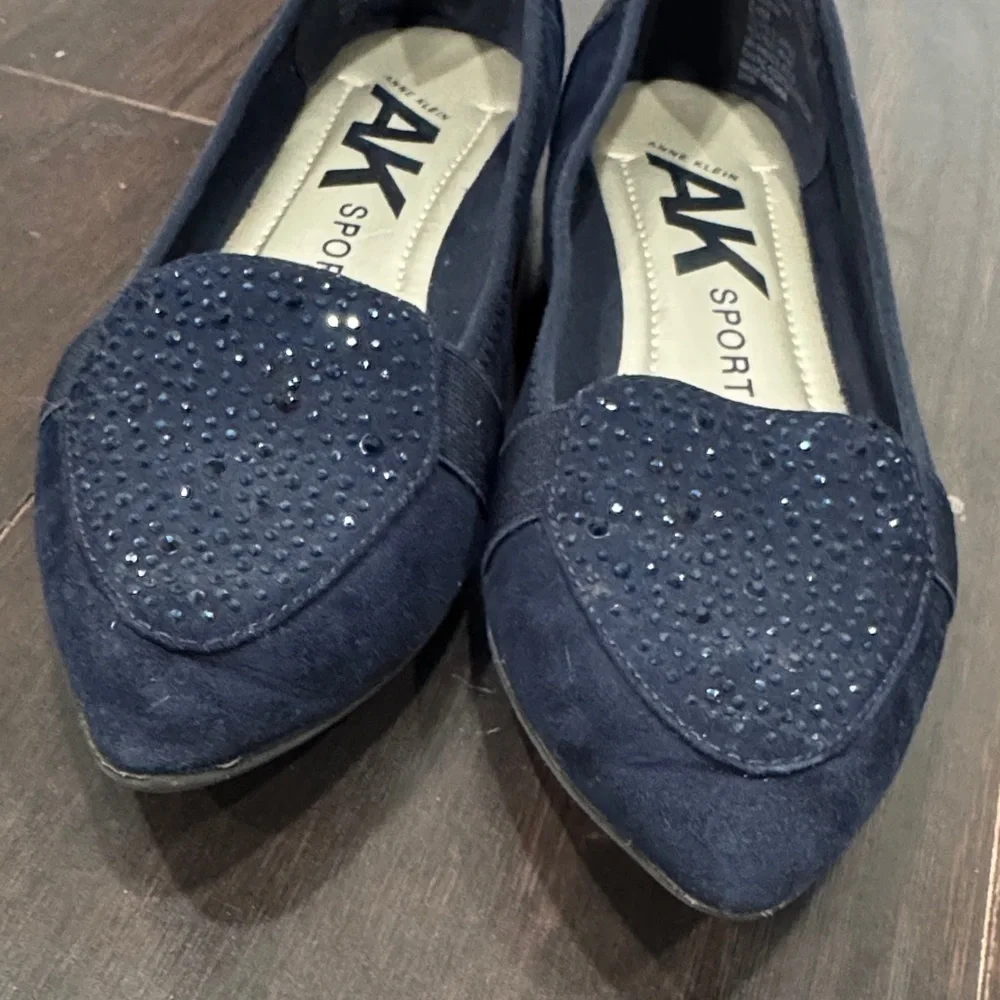 Anne Klein Navy Embellished Flats | Good Used Condition